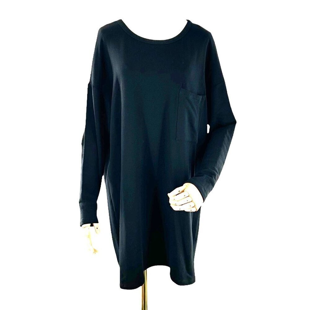 Eileen Fisher Black Tencel Fleece Lined Tunic Dress Size Small